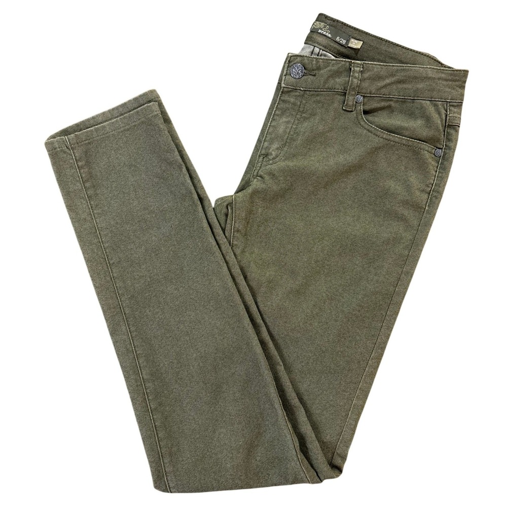 Prana Kara Jeans Olive Green Stretch Denim Slim Fit Pants Womens Size 6/28